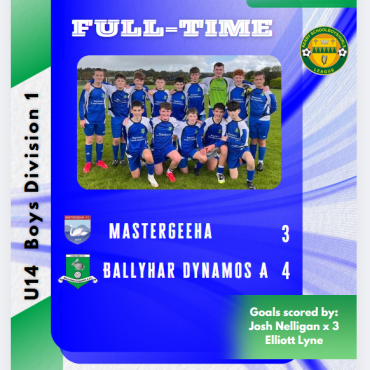 U14 Boys Division 1: Mastergeeha 3 - Ballyhar Dynamos 4